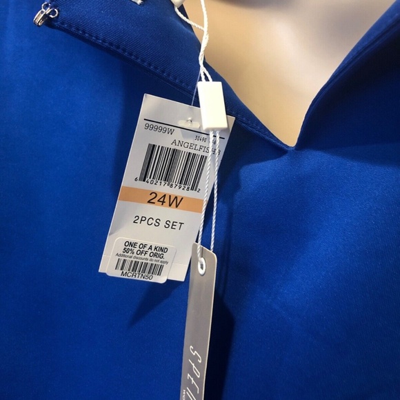 (NWT) Spense Women's Blue Beaded Crew Neck Satiny Crop Top Plus Size 24W - Picture 9 of 9